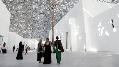 Abu Dhabi, United Arab Emirates - November 6th, 2017: Interior shots of the dome at the Louvre. Louvre Media Day. Monday, November 6th, 2017 at Louvre, Abu Dhabi. Chris Whiteoak / The National