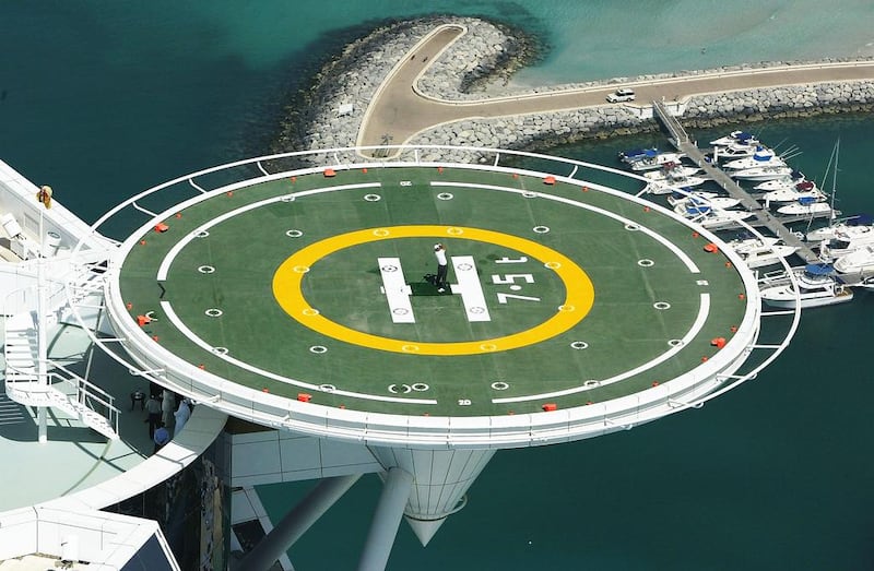 Tiger Woods memorably teed off from the helipad atop the Burj Al Arab Hotel ahead of the competition in 2004. David Cannon / Getty Images