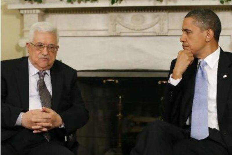 The Palestinian president, Mahmoud Abbas, and the US president, Barack Obama, at the White House in June last year. Charles Dharapak / AP Photo