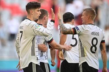 Kai Havertz, left, was involved in two of Germany's goals in the 4-2 win over Portugal. AFP