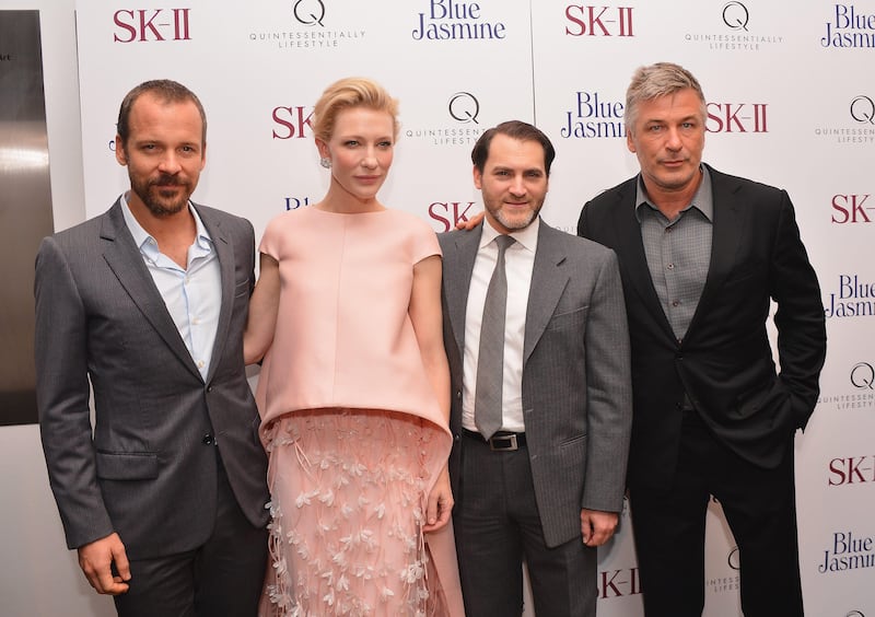 NEW YORK, NY - JULY 22: (L-R) Peter Sarsgaard, Cate Blanchett, Michael Stuhlbarg and Alec Baldwin attend the "Blue Jasmine" New York Premiere at the Museum of Modern Art on July 22, 2013 in New York City.   Stephen Lovekin/Getty Images/AFP== FOR NEWSPAPERS, INTERNET, TELCOS & TELEVISION USE ONLY ==
 *** Local Caption ***  598408-01-09.jpg