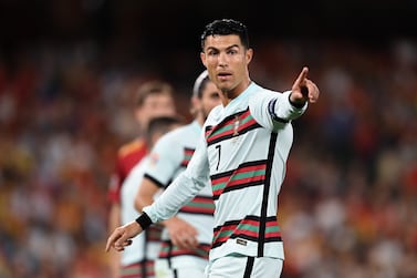 SEVILLE, SPAIN - JUNE 02: Cristiano Ronaldo of Portugal reacts during the UEFA Nations League League A Group 2 match between Spain and Portugal at Estadio Benito Villamarin on June 02, 2022 in Seville, Spain. (Photo by David Ramos / Getty Images)