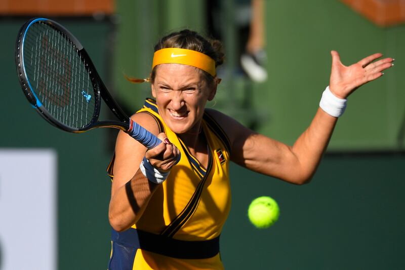 Victoria Azarenka returns a sho. AP Photo