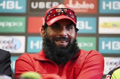 DUBAI , UNITED ARAB EMIRATES , FEB 20  – 2018 :- Misbah – Ul - Haq , captain of the Islamabad United during the press conference of PSL T20 cricket tournament at Dubai International Cricket Stadium in Dubai. ( Pawan Singh / The National ) For Sports. Story by Paul Radley