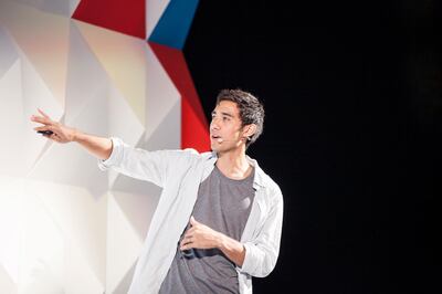 DUBAI, UNITED ARAB EMIRATES, MAY 12, 2015. Zach King, Vine star and Youtube celebrity, speaking at the 14th edition of the Arab Media Forum. Photo: Reem Mohammed / The National *** Local Caption ***  RM_20150512_AMF_07.jpg