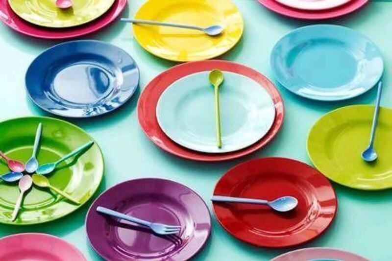 Melamine plates and cutlery. Courtesy of Rice