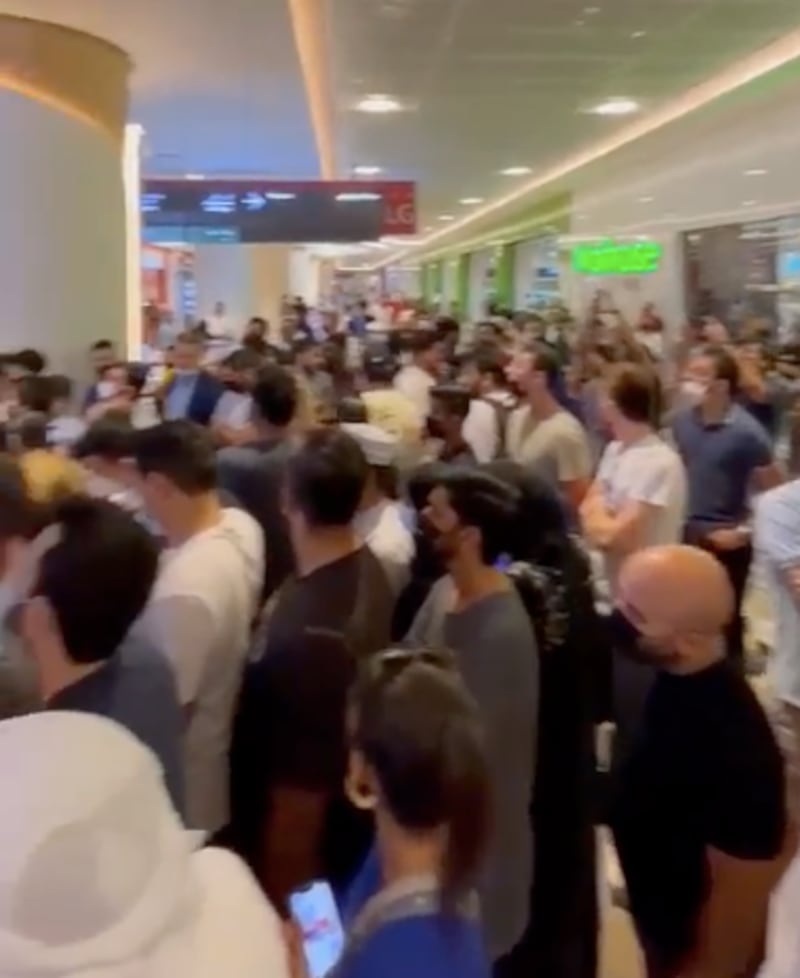 Large queues outside The Dubai Mall’s Swatch store on Saturday morning. Photo: Vnoy Som