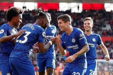 Christian Pulisic, second right, provided the assist for Michy Batshuayi's goal in Chelsea's 4-1 win over Southampton. Reuters