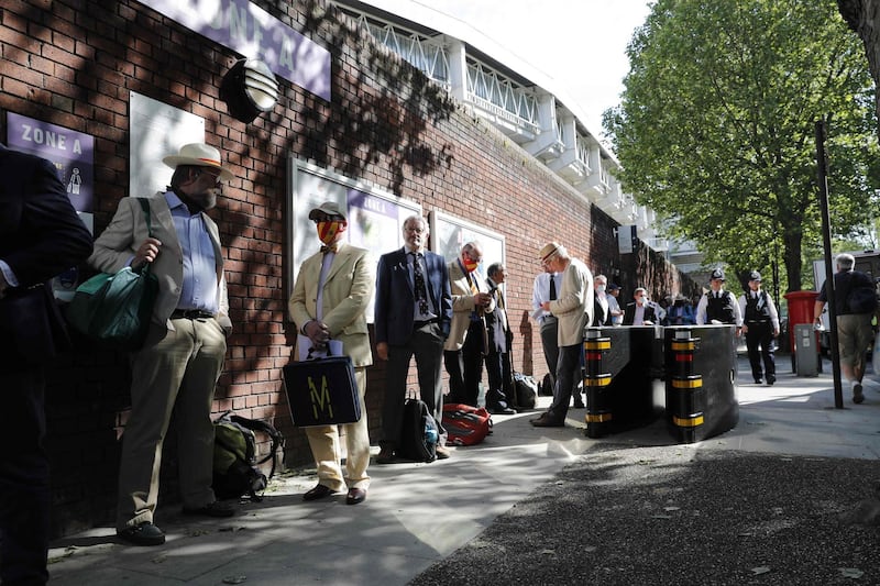 Spectators queue up to enter Lord's Cricket Ground on Wednesday, June 2. AFP