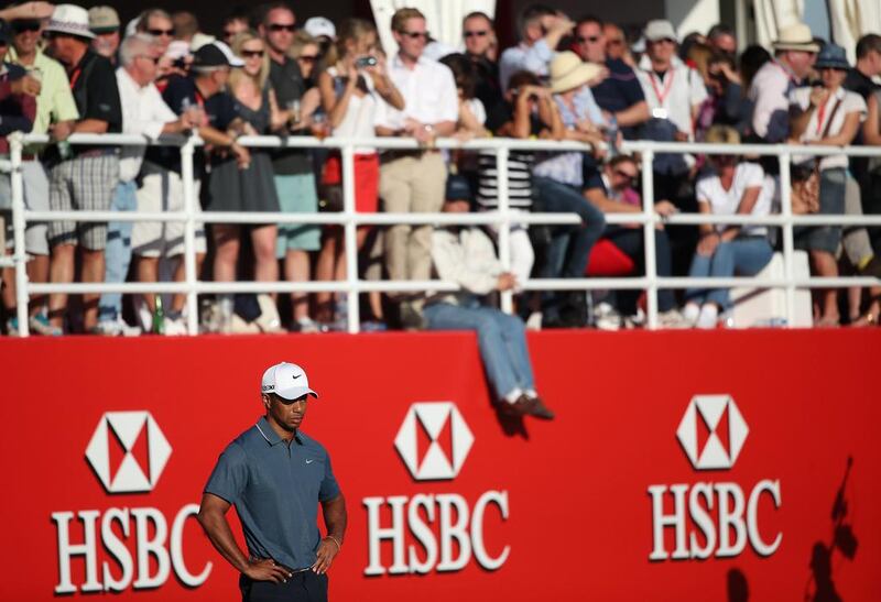 Giles Morgan, HSBC's global sponsorship chief, is coy about the possibility of bringing back Tiger Woods to the Abu Dhabi HSBC Golf Championship. Woods is playing in the Dubai Desert Classic next week after playing at Abu Dhabi Golf Club in 2012 and 2013.  Andrew Redington / Getty Images