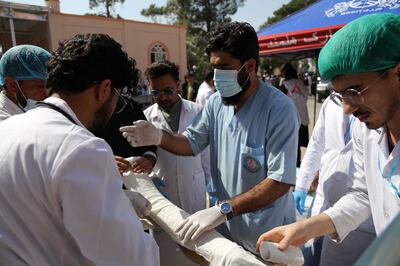 Injured victims receive medical treatment at a hospital after a second earthquake hit Herat on Wednesday. EPA