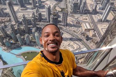 Will Smith is a regular in the UAE, seen here on a visit to the Burj Khalifa in October 2018. Instagram / Will Smith