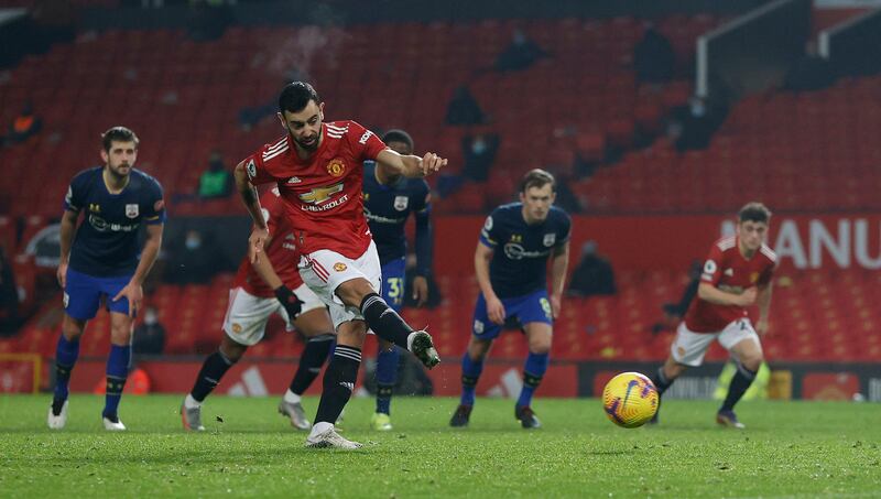 Bruno Fernandes 9. Five games without a goal or assist before. Moved well among United’s unrelenting attacks. Continually found space near the Saints’ goal. Intelligent ball for Martial’s first goal. Then sent goalkeeper the wrong way in an 87th minute penalty for his 17th goal of the season. More shots that any other player. PA