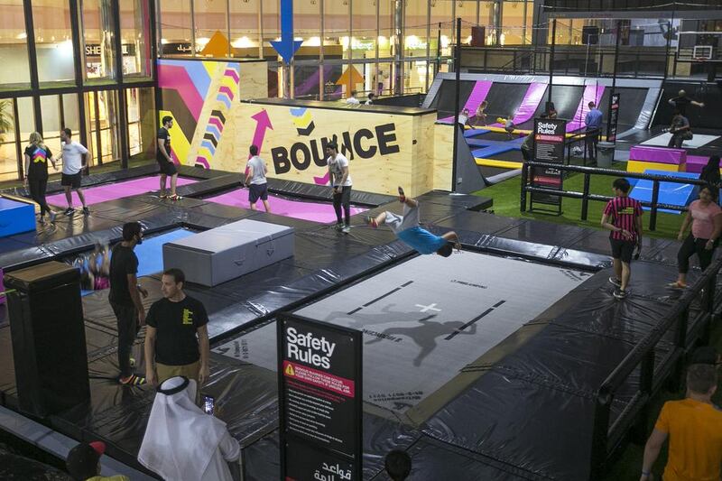 Visitors attend the opening of Bounce Abu Dhabi in Marina Mall. Mona Al Marzooqi / The National