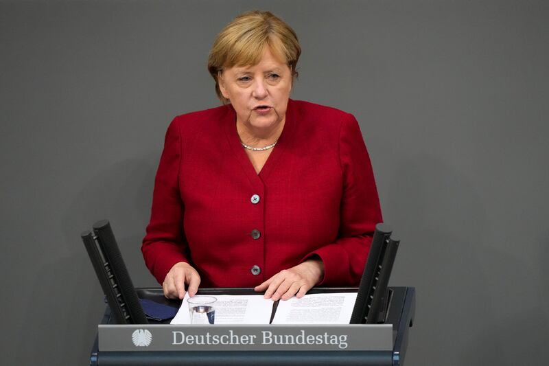 German Chancellor Angela Merkel faces parliament in an emergency debate on Afghanistan. AP