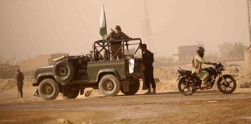 Pakistani security officials patrol at the country's border with Afghanistan. EPA