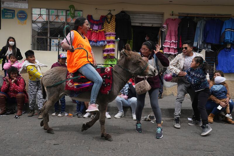 The start of the annual donkey festival in Salcedo, Ecuador. AP 