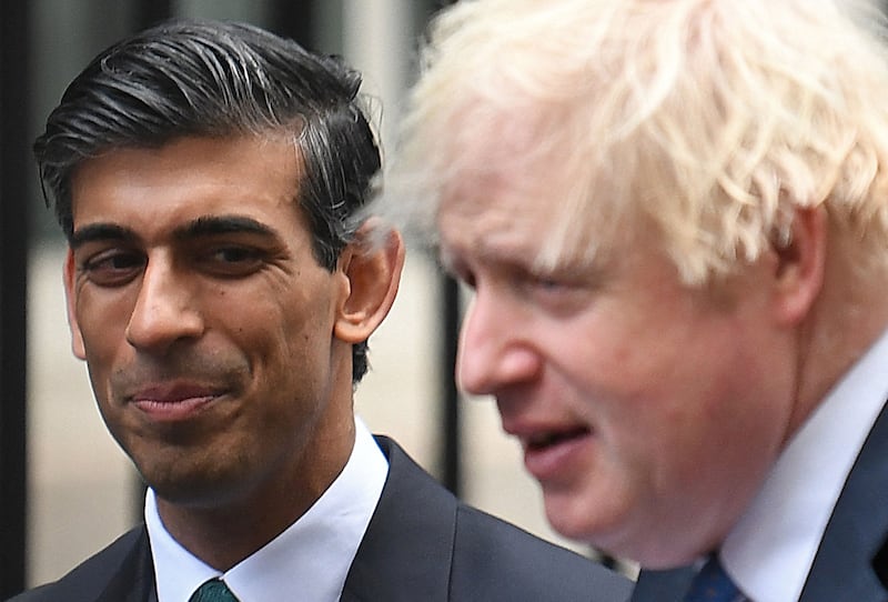 Britain's Prime Minister, Boris Johnson, with Chancellor of the Exchequer Rishi Sunak. AFP