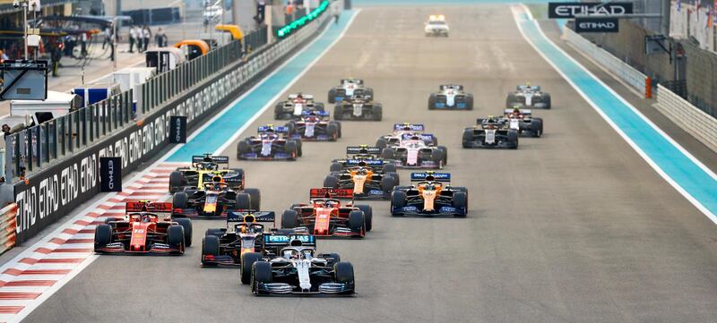 Abu Dhabi, United Arab Emirates, December 1, 2019.  
Formula 1 Etihad Airways Abu Dhabi Grand Prix.
--  Lewis Hamilton (Mercedes) in pole position at the start of the F1 2019 final race.
Victor Besa / The National
Section:  SP
Reporter:  Simon Wilgress-Pipe