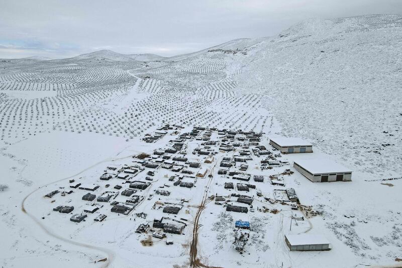 A camp for internally displaced people in the town of Raju in the rebel-controlled northern countryside of Syria's Aleppo province. AFP