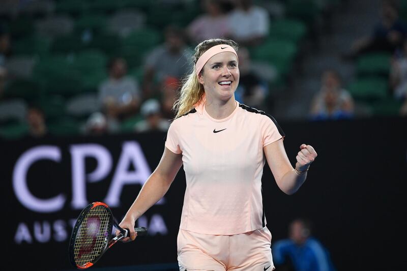 epa06460959 Elina Svitolina of Ukraine celebrates after winning her fourth round match against Denisa Allertova of the Czech Republic at the Australian Open Grand Slam tennis tournament in Melbourne, Australia, 22 January 2018.  EPA/TRACEY NEARMY AUSTRALIA AND NEW ZEALAND OUT