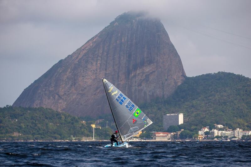 Brazilian sailor Jorge Joao Zarif sails training at Marina da Gloria  in Rio de Janeiro on Friday, September 11. Getty