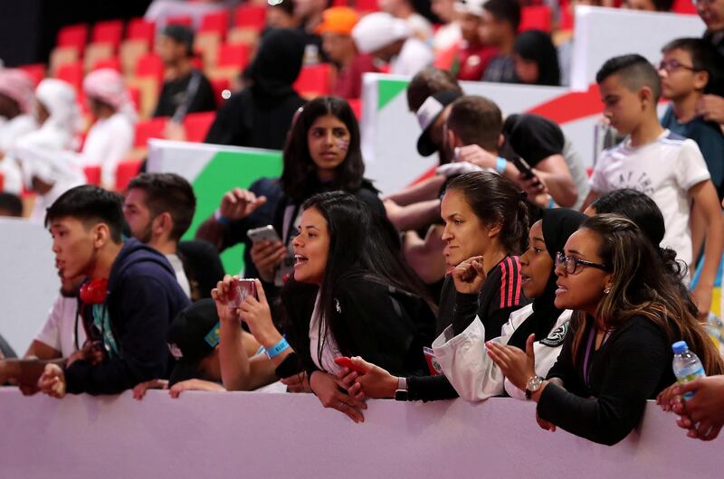 ABU DHABI,  UNITED ARAB EMIRATES , April 21 – 2019 :- Spectators during  the Abu Dhabi World Professional Jiu Jitsu  Championship 2019 held at the Mubadala Arena in Abu Dhabi. ( Pawan Singh / The National ) For Sports. Story by Amith