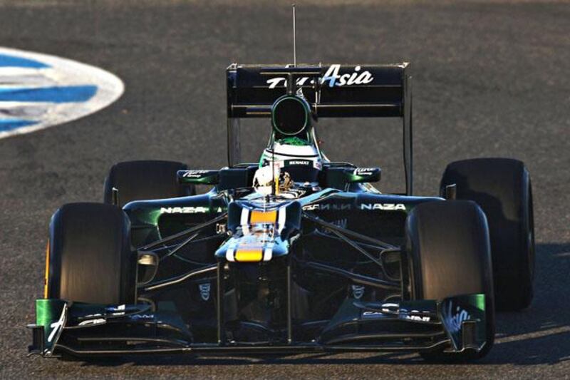 JEREZ DE LA FRONTERA, SPAIN - FEBRUARY 07:  Heikki Kovalainen of Finland drives the new Caterham CT01 during Formula One winter testing at the Circuito de Jerez on February 7, 2012 in Jerez de la Frontera, Spain.  (Photo by Mark Thompson/Getty Images)