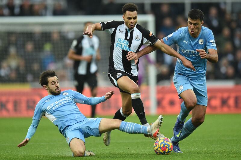 Bernardo Silva - 8: Tremendous run past two players to set-up chance for Zinchenko that Ukrainian wasted. Booked for taking down Joelinton. Superlative tracking back in last 10 minutes to take ball off toes of Wilson in City penalty area. AFP