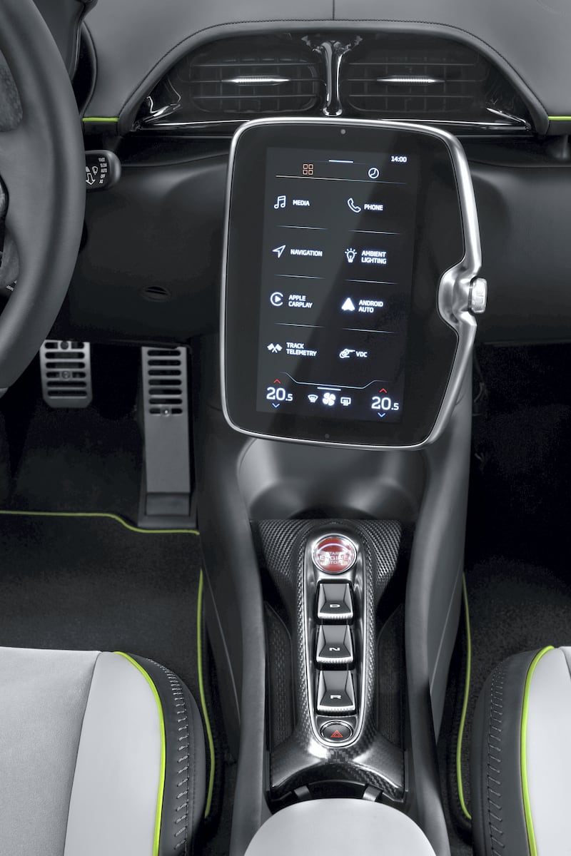 The McLaren Artura is fitted with an eight-inch HD touchscreen infotainment system enabling configuration of advanced driver assistance systems and smartphone mirroring 