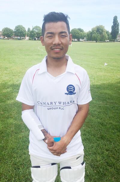 Bikram Gurung, a Nepali cricketer for the London Tigers team. Paul Radley / The National