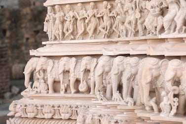 Stone carvings for the UAE's first traditional Hindu temple are being readied in India. Courtesy: Baps Hindu Mandir