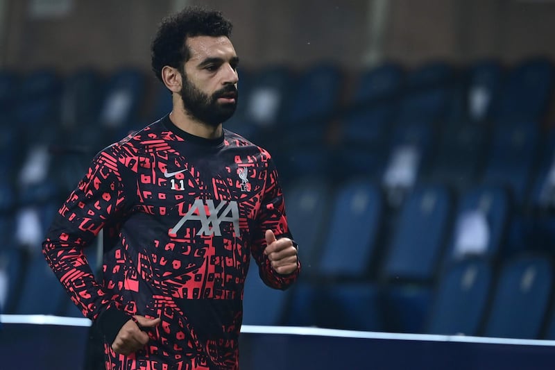 Liverpool's Egyptian midfielder Mohamed Salah warming up ahead of a Champions League match against Bergamo in November. AFP