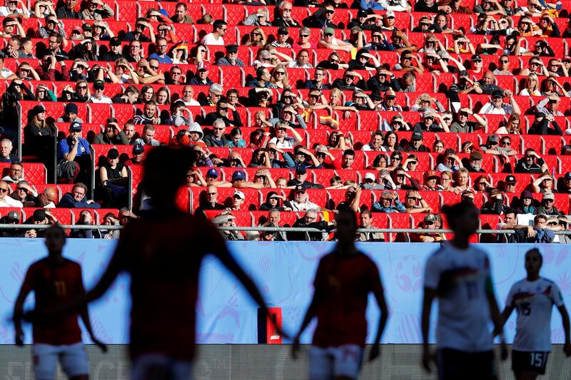 Fans look on during the match Germany v Spain match at Stade du Hainaut in Valenciennes, France. Germany won the Group B match 1-0. Reuters