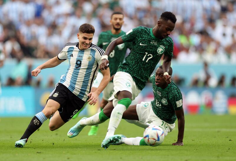 Hassan Al Tambakti 9: At heart of Saudi defence that played dangerous game with very high line that worked, just, in first half as Argentina were denied three goals due to off-side. Magnificent sliding tackle on Messi with Argentina star nearly through on goal had defender cheering like a goal. Immense at the back. Reuters