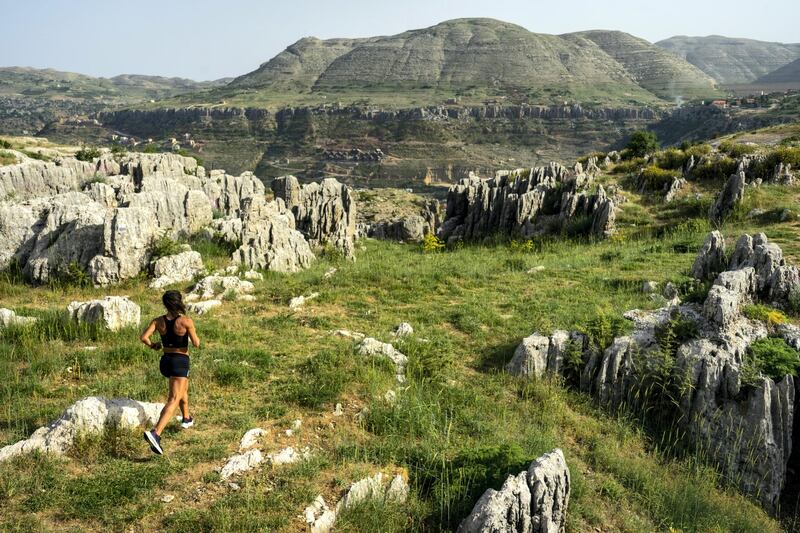 Olympic Marathon runner, Chirine Njeim trains in the mounatins of Faqra, Lebanon on Friday 21 May, 2021 (Matt Kynaston).