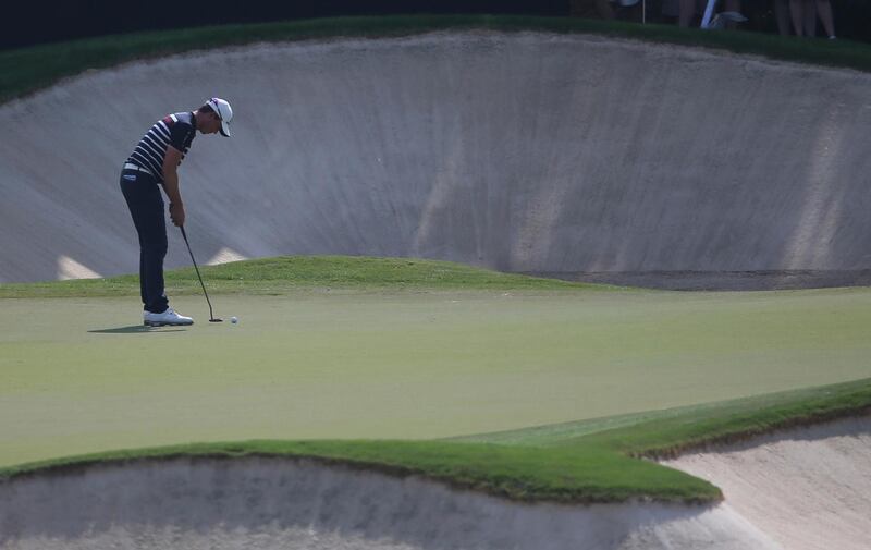 Alexander Bjork plays a shot on the 2nd hole during the second round of the DP World Tour Championship. Kamran Jebreili / AP Photo