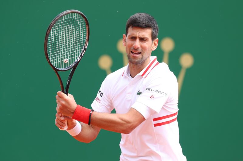 Novak Djokovic during his straight-sets defeat against against Dan Evans in the last 16 of the Monte Carlo Masters on Thursday, April 15. Getty