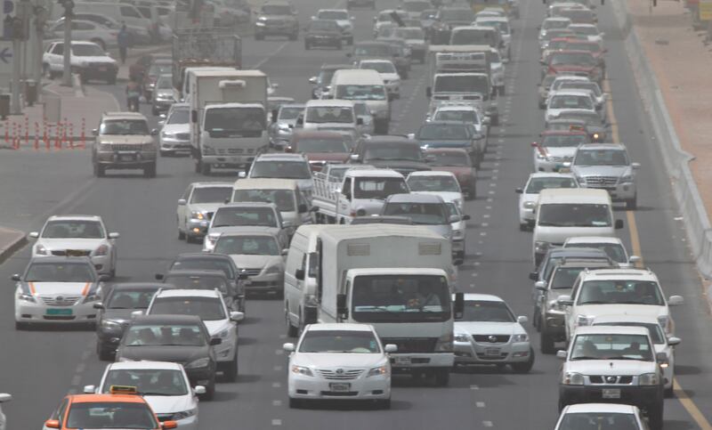 Sharjah, March 19, 2012 - Traffic on Al Ittihad Road in Sharjah City, Sharjah, January 30, 2012. (Jeff Topping/The National) 