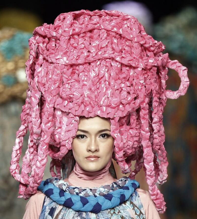 A model displays a creation by Indonesian designer Feny Mustafa during the Jakarta Fashion Week in Jakarta, Indonesia. Achmad Ibrahim / AP Photo