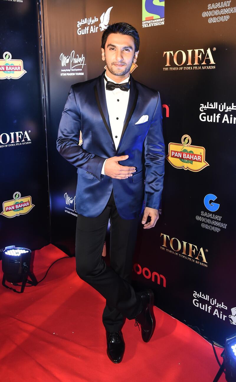 A handout photo of Ranveer Singh at TOIFA Red Carpet March 18, 2016, Dubai International Stadium, Dubai Sports City (Courtesy: TOIFA) *** Local Caption ***  al20mr-toifa-ranveer.jpg