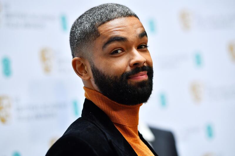 British actor Kingsley Ben-Adir smiles as he celebrates being nominated for the 2021 EE Rising Star Award, ahead of the BAFTA Film awards, during a media event at a hotel in central London, Britain March 3, 2021.  REUTERS/Dylan Martinez