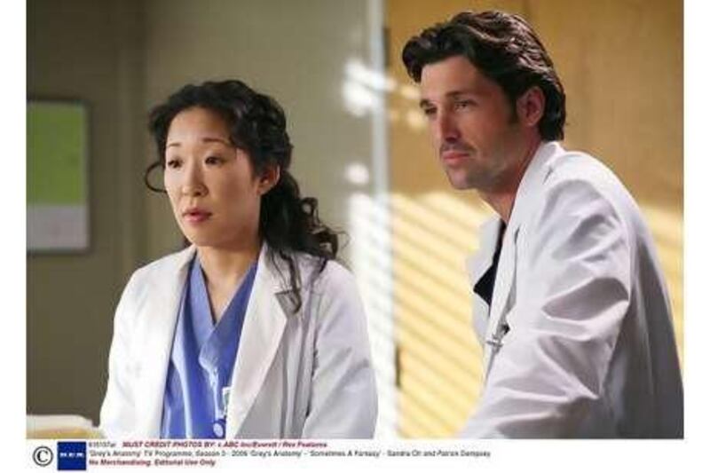 Sandra Oh and Patrick Dempsey in <i>Grey's Anatomy</i>, one of Showtime's programmes.