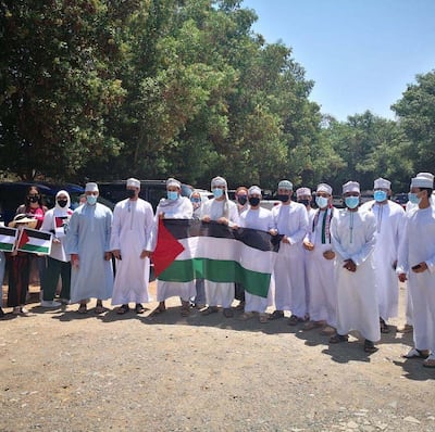 Omanis took to the streets to support the Palestinian cause. Saleh Al-Shaibany for The National