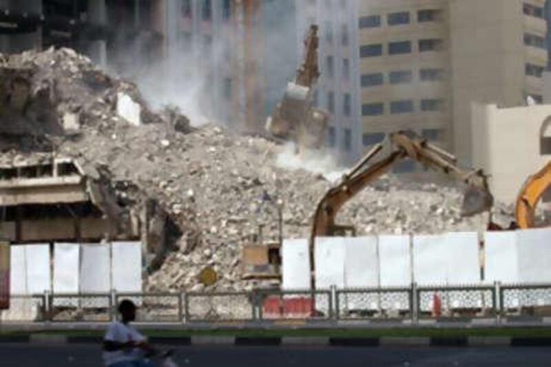 Demolition sites, such as this one on Sixth street, are bothering residents in Abu Dhabi.