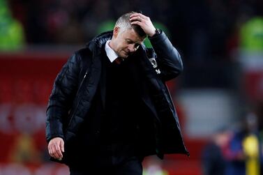 FILE PHOTO: Soccer Football - Premier League - Manchester United v Arsenal - Old Trafford, Manchester, Britain - September 30, 2019   Manchester United manager Ole Gunnar Solskjaer reacts at the end of the match    Action Images via Reuters/Jason Cairnduff    EDITORIAL USE ONLY.  No use with unauthorized audio, video, data, fixture lists, club/league logos or "live" services.  Online in-match use limited to 75 images, no video emulation.  No use in betting, games or single club/league/player publications.   Please contact your account representative for further details.  / File Photo