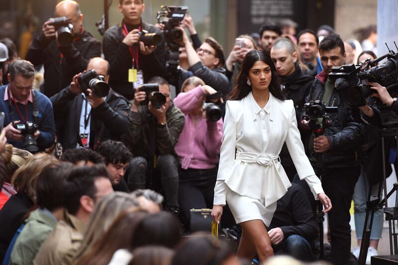 A model presents an outfit by Australian label Cue.  AFP