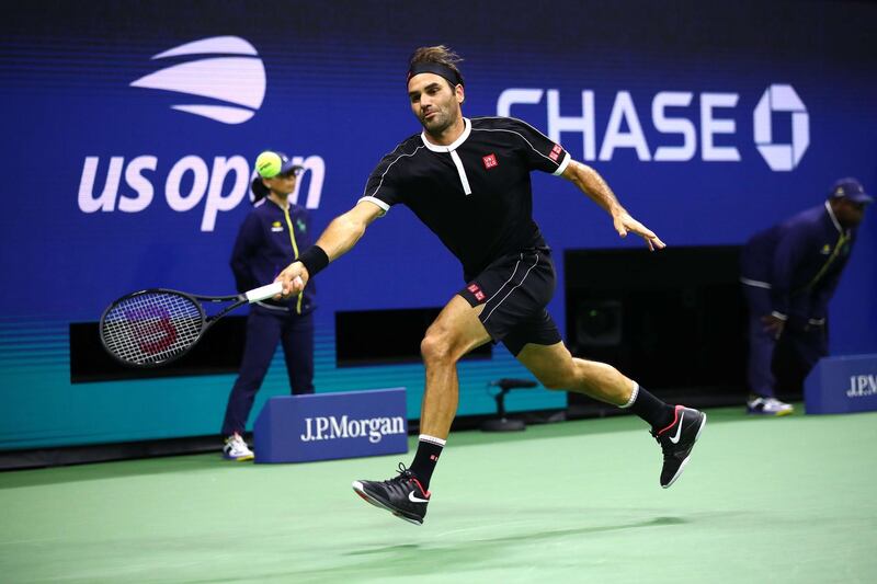 Roger Federer of Switzerland returns a shot against Sumit Nagal of India during their first round match at the 2019 US Open. AFP