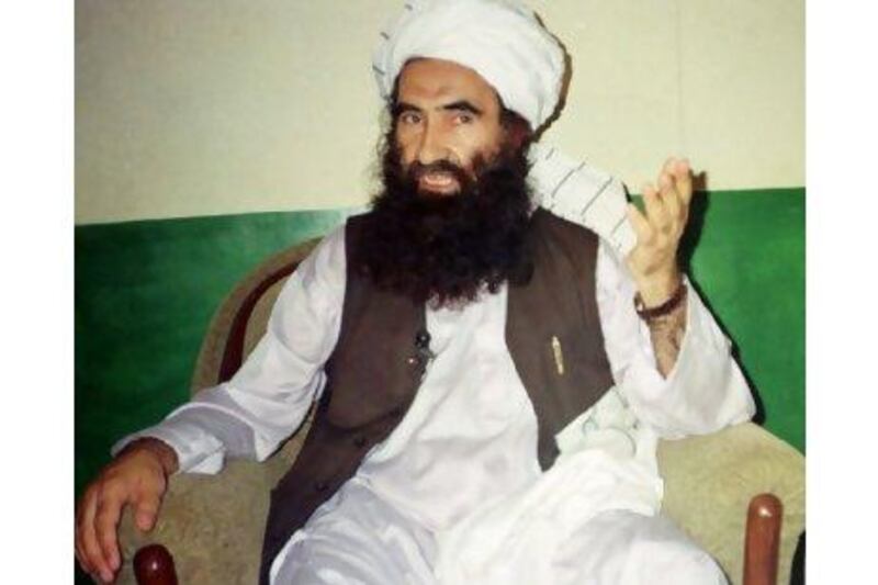 In this August 22, 1998 file photo, Jalaluddin Haqqani, founder of the militant group the Haqqani network, speaks during an interview in Miram Shah, Pakistan.