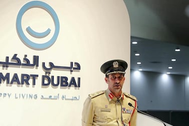 Maj Gen Abdullah Khalifa Al Marri, commander-in-chief of Dubai Police. Since 2017, more than 1,250 home security cameras were fitted in residential areas, with police reporting a 10 per cent decline in property theft. Pawan Singh / The National 